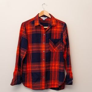 Classic Shirt in Navy Orange Plaid Flannel